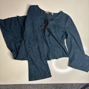 Vintage Jody California Size Medium Blue Faux Suede Dress Hippie Boho Retro